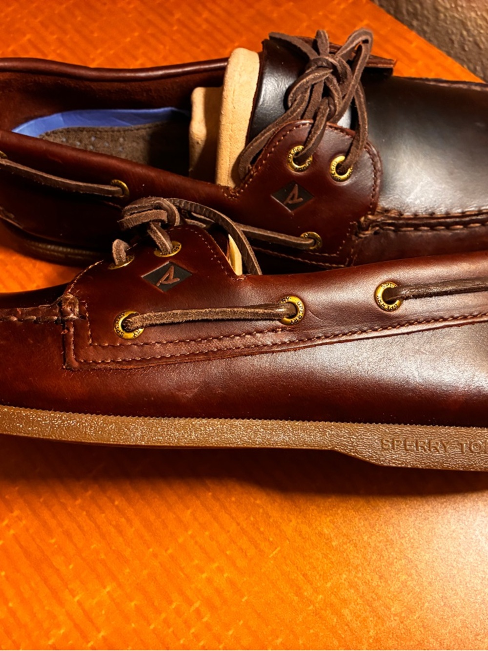 Sperry Chestnut Brown Leather Boat Shoes NEW W/O BOX - Picture 5 of 5
